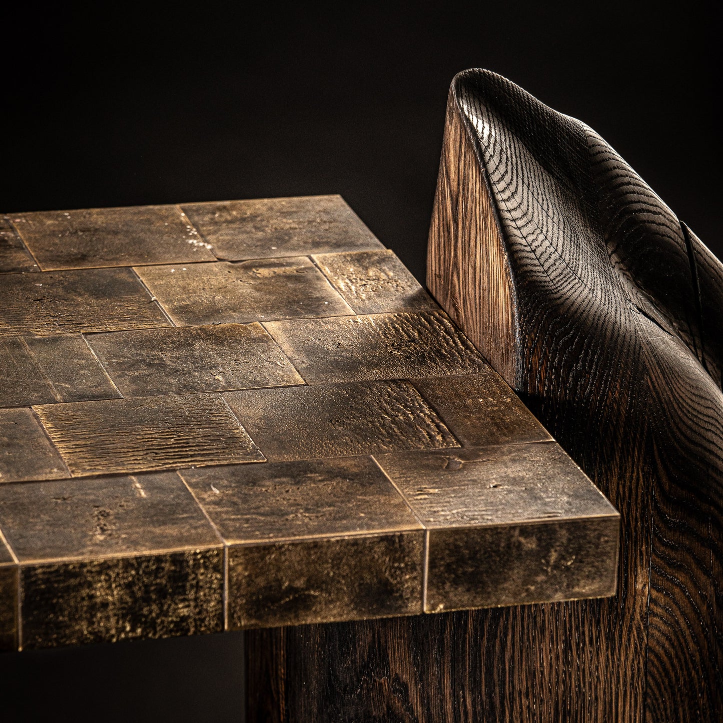 handcast brass tiles by belgian artisans Atelier Tourain